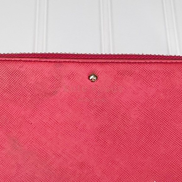 Kate Spade Wallet Clutch Zip Around Pink Leather - Picture 3 of 10